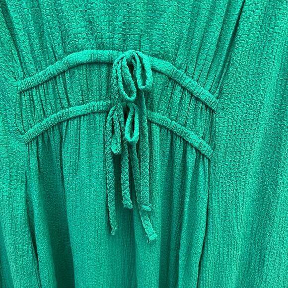 Green Maxi Dress Size 1X XL Nina Leonard Collared V-Neck Wedding Guest Summer - Picture 8 of 9
